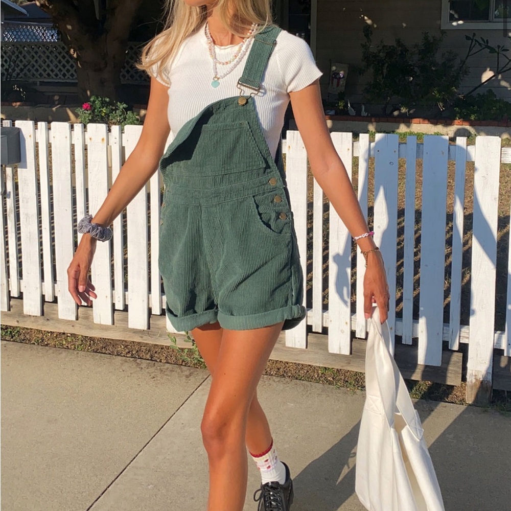 Green Corduroy Women's Overalls